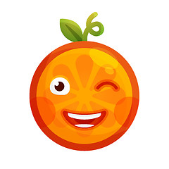 Image showing Emoji - winking orange with happy smile. Isolated vector.