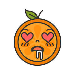 Image showing Emoji - orange in love with happy smile. Isolated vector.