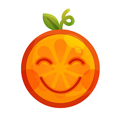 Image showing Emoji - enjoy orange with happy smile. Isolated vector.