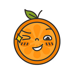 Image showing Emoji - winking orange with happy smile. Isolated vector.