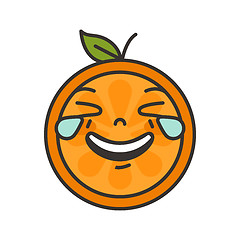 Image showing Emoji - laughing with tears orange smile. Isolated vector.