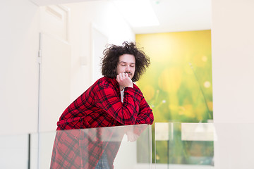 Image showing portrait of young man in bathrobe