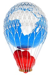 Image showing Hot Air Balloon of Earth with heart.  Global wedding concept. 3d