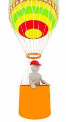 Image showing 3d man on the air balloon. 3d render