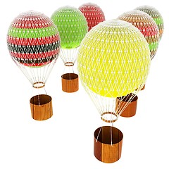 Image showing Hot Air Balloons and a basket. 3d render