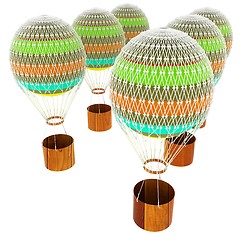 Image showing Hot Air Balloons and a basket. 3d render