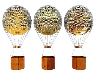 Image showing Hot Golden Air Balloons and a basket. 3d render