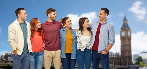 Image showing group of smiling friends over london