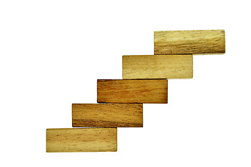 Image showing Wood block stacking as step stair