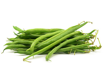 Image showing Pile of raw green baby fine beans