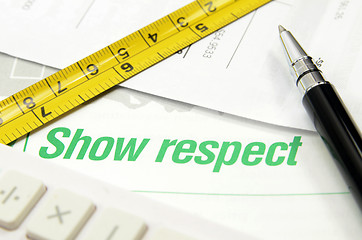 Image showing Show respect printed on a book