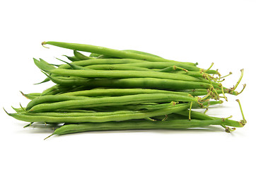 Image showing Pile of raw green baby fine beans