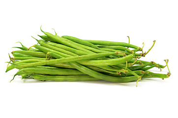 Image showing Pile of raw green baby fine beans