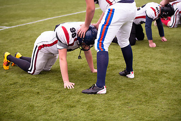 Image showing professional american football players training