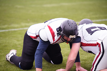 Image showing professional american football players training