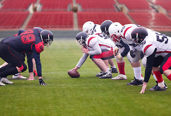 Image showing professional american football players ready to start