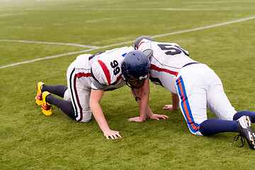 Image showing professional american football players training