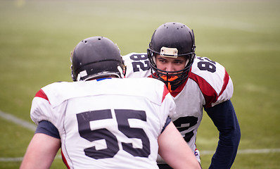 Image showing professional american football players training