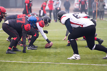 Image showing professional american football players ready to start