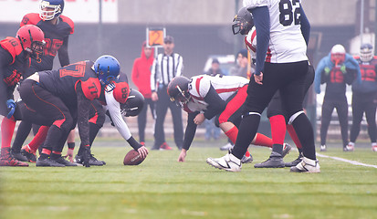 Image showing professional american football players ready to start