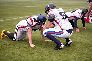 Image showing professional american football players training