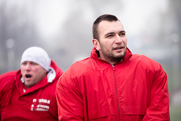 Image showing portrait of young American football players