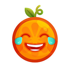 Image showing Emoji - laughing with tears orange smile. Isolated vector.