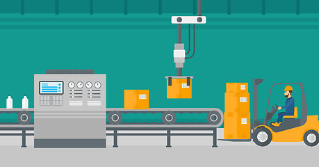 Image showing Robotic packaging production line.