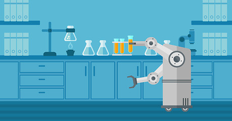 Image showing Robot working in a laboratory with a test tube.