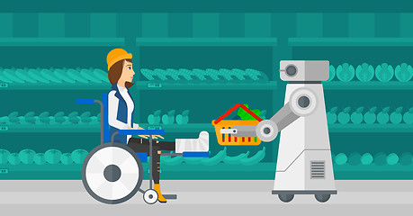 Image showing Robotic helper working in supermarket.