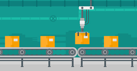 Image showing Robotic packaging conveyor belt.