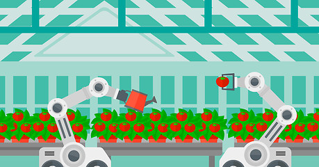 Image showing Robot working in a greenhouse.