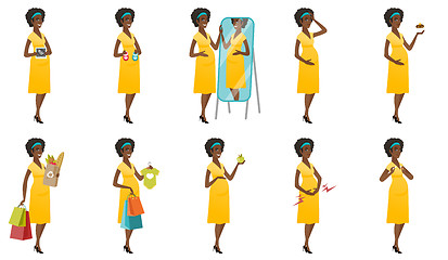 Image showing Vector set of illustrations with pregnant women.