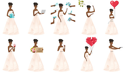 Image showing Vector set of illustrations with bride character.