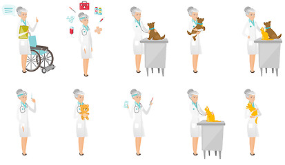 Image showing Senior caucasian doctor vector illustrations set.