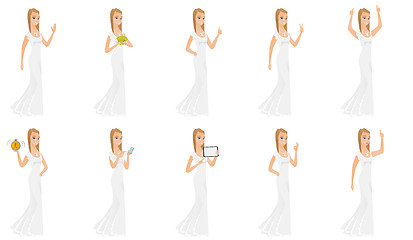 Image showing Vector set of illustrations with bride character.