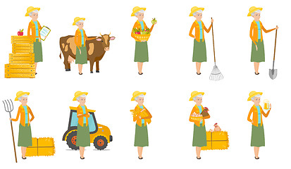 Image showing Senior caucasian farmer vector illustrations set.
