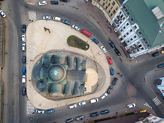 Image showing Top view at the Church of the Assumption of the Virgin Pirogoshchi, Podol district in the city of Kiev,