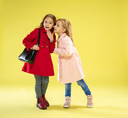 Image showing A full length portrait of a bright fashionable girls in a raincoat