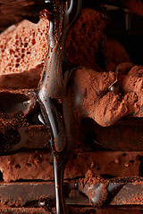 Image showing Heap of broken pieces chocolate