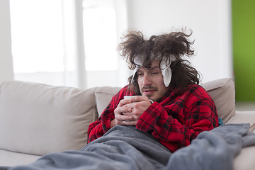 Image showing young Man with flu and fever