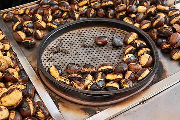 Image showing Grilled chestnuts for sale on street