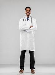 Image showing smiling indian male doctor with stethoscope