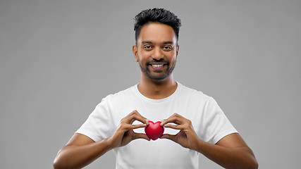 Image showing indian man with red heart over grey background