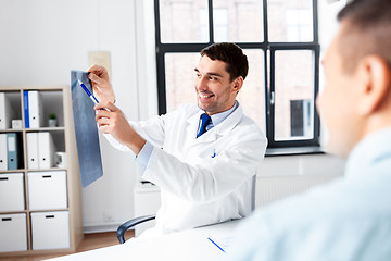 Image showing doctor showing x-ray to patient at hospital