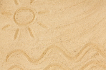 Image showing picture of sun and sea in sand on summer beach