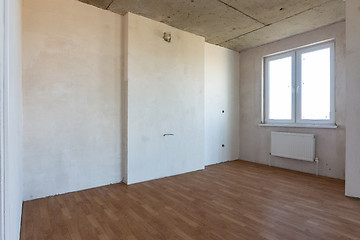 Image showing Fragment of an interior in a new building, a room with a fine finish and a window