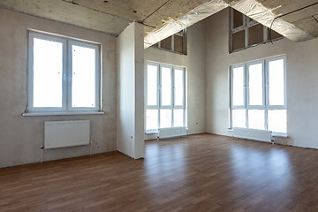 Image showing Interior of a two-story spacious room in the apartment