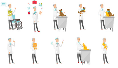 Image showing Senior caucasian doctor vector illustrations set.