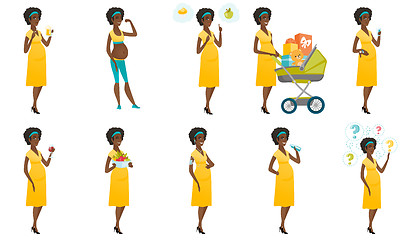 Image showing Vector set of illustrations with pregnant women.